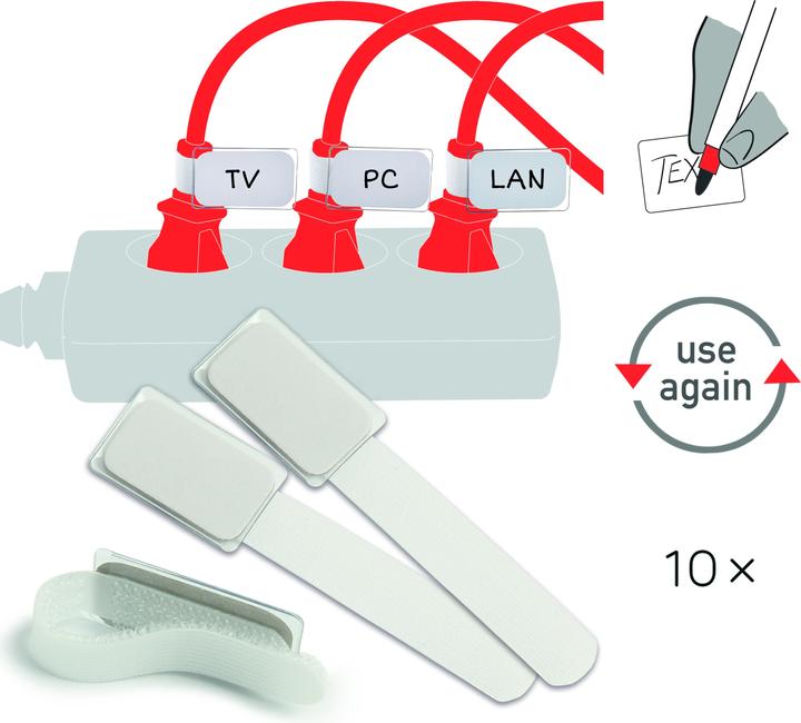 Produktbild Label-the-cable kleine Klettbinder mit Etikette (Klettkabelbinder, 90 mm, 10 Stk.)