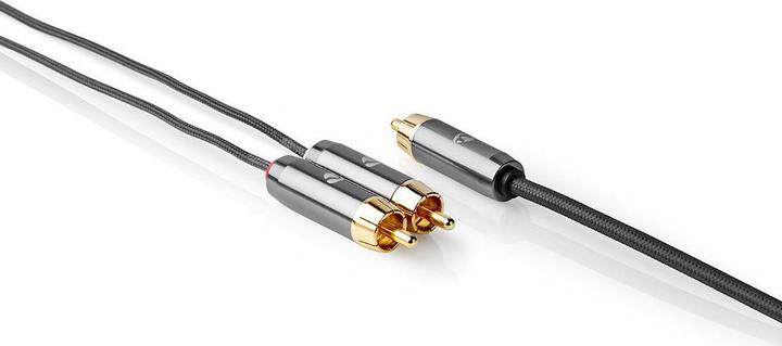 Actual product image Nedis Subwoofer Cable | RCA | 2x RCA Plug | Gold Plated | 3.00 m | Round | 4.5 mm | Grey / Gun Metal (3 m)