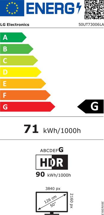 Energy Label LG UHD TV 50UT73006LA (50", UT73, LED, 4K, 2024)