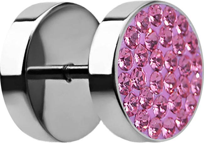 Produktbild Star Piercing Fake Plug mit Kristall pink (ohne Messing, Chirurgenstahl 316L)