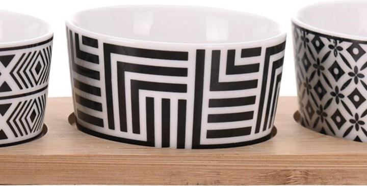 Immagine prodotto Excellent Houseware Vassoio in bambù con 4 ciotole in ceramica