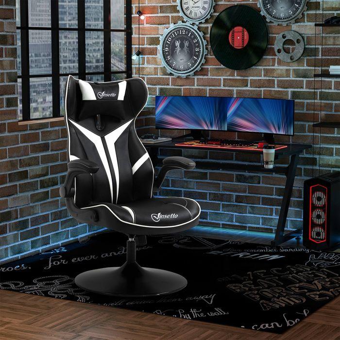 Image du produit Swisshandel24 Chaise gamer ergonomique avec fonction bascule Acier Noir+Blanc