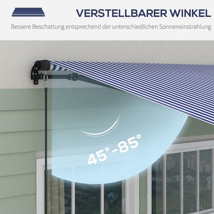 Produktbild Swisshandel24 3,5x3 m Markise Wandmontage Balkonmarkise mit Handkurbel, Sonnenschutz, Sonnendach Alu Blau+Weiss (2.90 m)