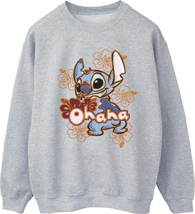 Disney Lilo And Stitch Ohana Orange Hibiscus Sweatshirt (L)