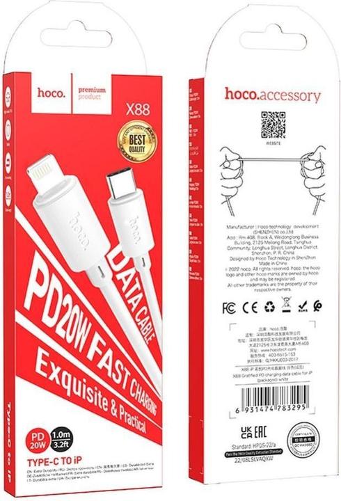 Produktbild Hoco Cable cable Type C to Lightning PD 2,4A 20W X88 1 m white (1 m)