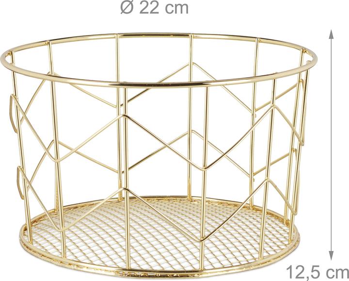 Actual product image Relaxdays Round Wire Mesh Basket (1 x, 22 x 22 x 12.5 cm)