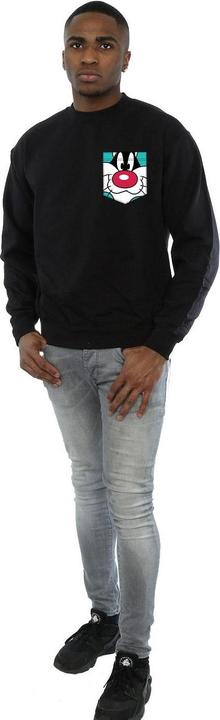 Actual product image Looney Tunes Mens Sylvester Face Faux Pocket Sweatshirt (XL)