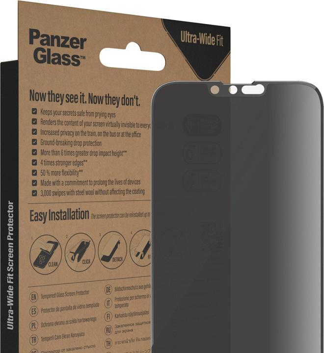 Actual product image PanzerGlass Screen Protector Ultra Wide Fit Privacy iPhone 14 Plus (1 Piece, Apple iPhone 13 Pro Max, Apple iPhone 14 Plus)