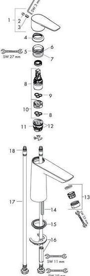 Produktbild hansgrohe HG EH-WT-MI TALIS E 110 ohne Ablaufgarnitur brushed bronze