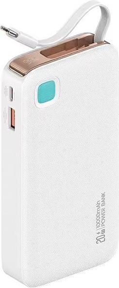 Produktbild Usams Powerbank ze zwijanym kablem USB-C Retractable 10000 mAh PD 20W Fast Charge XY Series biały/wh (10000 mAh, 20 W)