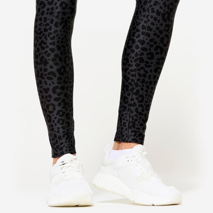 Immagine prodotto Domyos Leggings Damen hoher Taillenbund - Leopardenprint dunkelgrau (W33/L31)