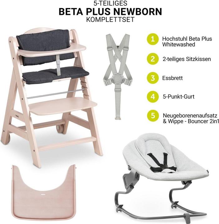 Produktbild Hauck Hochstühle Beta Plus White 5-tlg. Newborn Set - Hochstuhl (Hochstuhl)