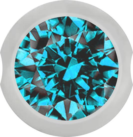 Produktbild Star Piercing Ball Closure Kugel silber mit Kristall aqua (Chirurgenstahl 316L, ohne Messing)