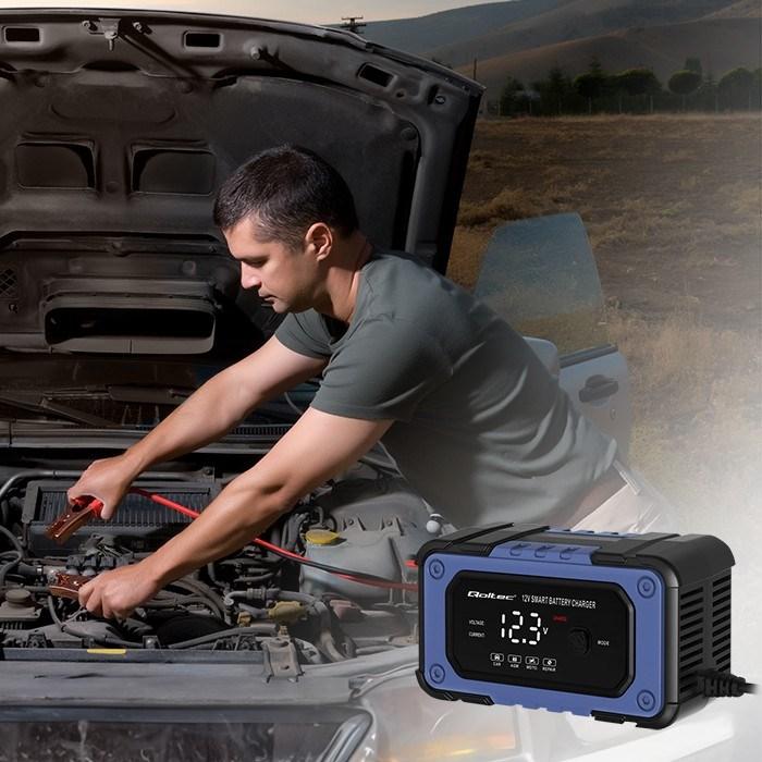 Actual product image Qoltec Prostownik do akumulatora z funkcją naprawy | Inteligentna mikroprocesowa ładowarka| 12V | (12V, 6 A)
