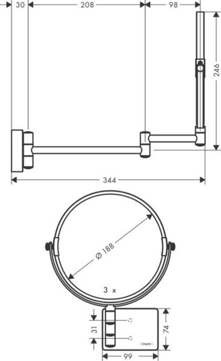 Produktbild hansgrohe AddStoris Kosmetikspiegel, ohne Beleuchtung, chrom