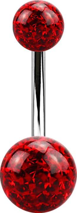 Produktbild Star Piercing Banane silber mit zwei Kristall Kugeln rot Epoxy Schutzschicht (Chirurgenstahl 316L)