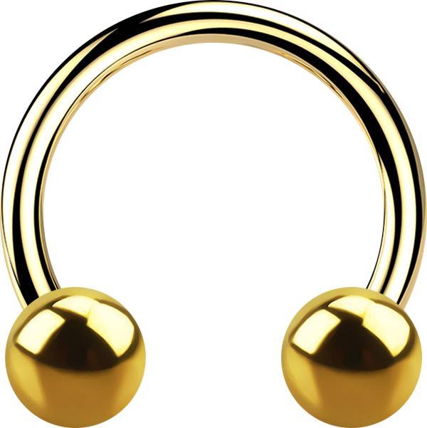 Produktbild Star Piercing Micro Circular Barbell vergoldet mit zwei Kugeln (ohne Messing, Chirurgenstahl 316L)