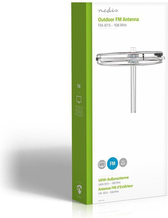 Actual product image Nedis FM outdoor antenna - Max. 4dB gain - FM frequency range: 87.5-108 MHz - 0-15 km reception (UKW / MW / LW)