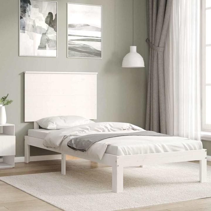 Actual product image VidaXL Massivholzbett mit Kopfteil Weiss 3FT Single (90 x 190 cm)