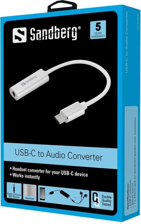 Produktbild Sandberg Adapter USB-C auf Klinkenstecker (USB Typ-C, 140 cm)