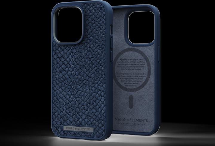 Produktbild Njord Hard-Cover Salm.Leather Magsafe Case blue (Apple iPhone 14 Pro Max)