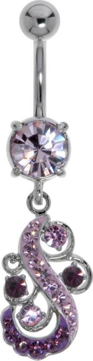 Bijouteria Bauchpiercing (Messing rhodiniert, Zirkonia, Chirurgenstahl 316L, Kristall)