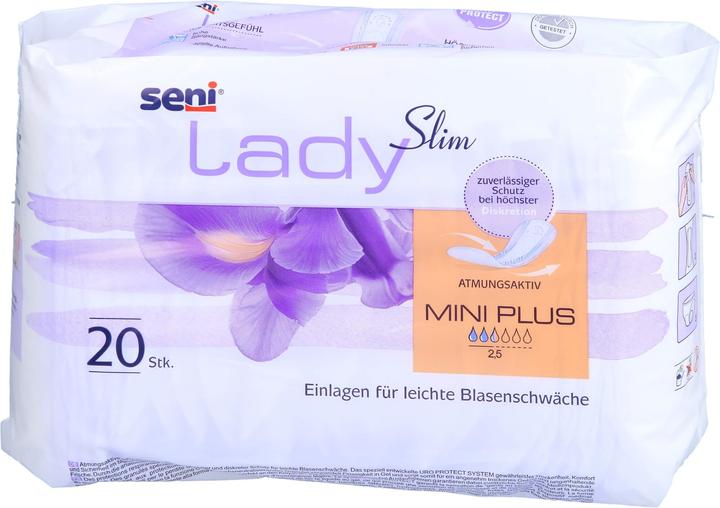 Immagine prodotto Seni Lady Slim Mini Plus Einlage atmungsaktive anatomische 10x22.5cm 2.5 Tropfen (20 x, Mini)