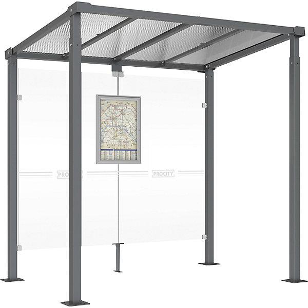 SPL Abri voyageurs MILANO, sans paroi latérale, largeur 2520 mm, anthracite.