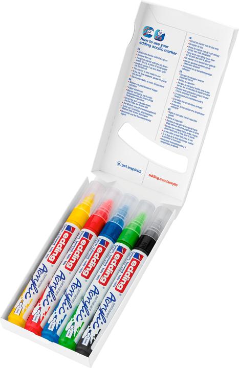 Image du produit Edding 5100 Moyen (Bleu gentiane, Rouge trafic, Trafic jaune, Jaune-vert, Noir, 3 mm, 5 x)