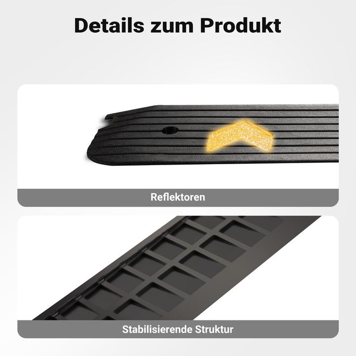 Produktbild Wiltec Schwellenrampe Gummi 1130x241x25mm Rampe 50t Auffahrrampe Rollstuhl Auto