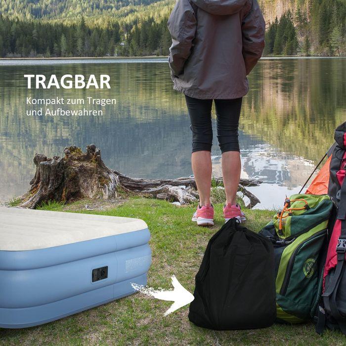 Image du produit Swisshandel24 Matelas de camping pour 2 personnes, gonflable, pompe intégrée, sac de transport, 203x152x46cm (152x203)