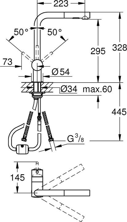 Produktbild Grohe Küchenarmatur mit Handbrause Minta supersteel matt 30274