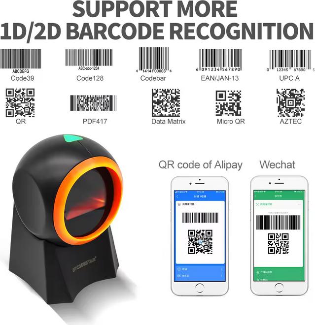 Immagine prodotto PhoneLook Scanner di codici a barre EAN + QR e Datamatrix (1D/2D) Plug & Play con cavo USB-A