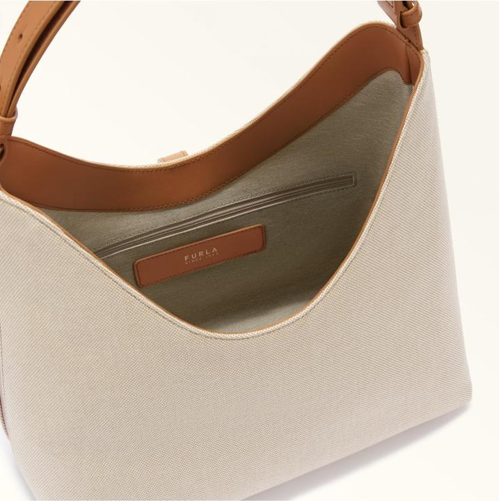 Produktbild Furla goccia m hobo bag in canvas natural/branby color