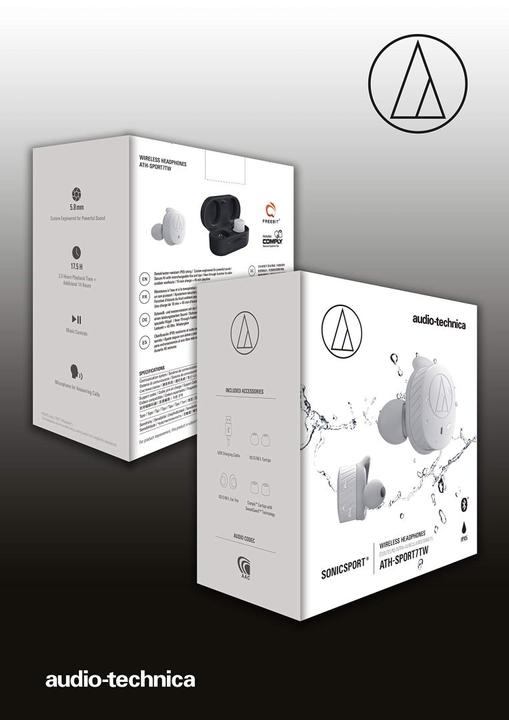 Immagine prodotto Audio-Technica Cuffie auricolari ATH SPORT7TW senza fili (Nessuna soppressione del rumore, 3.50 h, Senza fili)