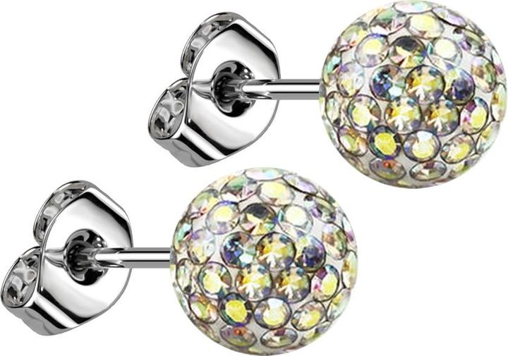 Immagine prodotto Star Piercing Orecchini con perno in argento con sfera di cristallo multicolore e strato protettivo epossidico (Acciaio chirurgico 316L, senza ottone)