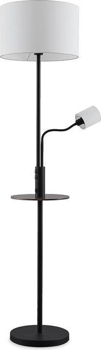 Actual product image Lindby Aovan floor lamp with shelf and USB, black (E27, E14)