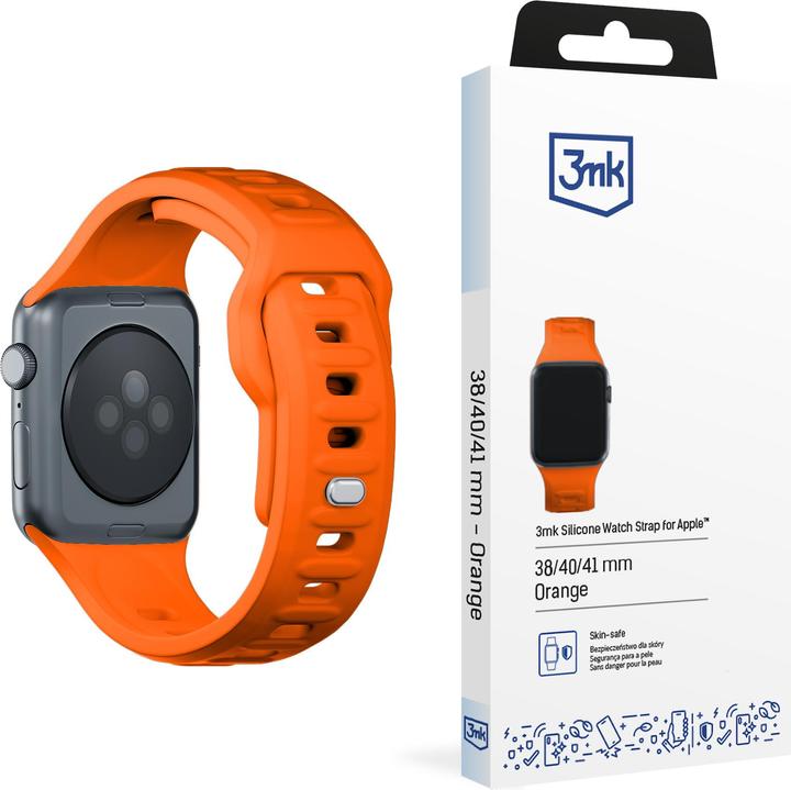 Actual product image 3MK Silicone Watch Strap pomarańczowy/ orange dla Apple Watch 38/40/41mm (Silicone, Stainless steel, 3, 4, 9, Extremist)
