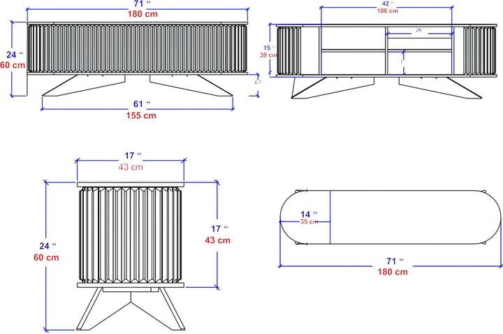 Produktbild Kalune Design Oscar (180 x 43 x 60 cm)