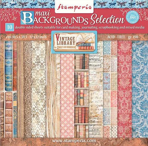 Immagine prodotto Stamperia Blocco per scrapbooking "Vintage Library Backgrounds", 10 fogli, 30,5 x 30,5 cm (190 g/m², 10 x)