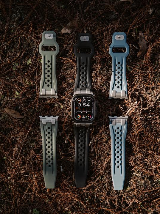 Actual product image UAG Urban Armor Gear Monarch Strap| Apple Watch Ultra/42/44/45/46mm| olive/titanium| (194158117236) (Fluoroelastomer, Rubber)