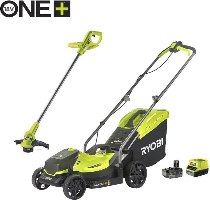 Ryobi 5133005885 OLM1833LT23A-140 18V 4Ah Accu Grasmäher + Accu-Trimmer Set (Rechargeable battery operated)