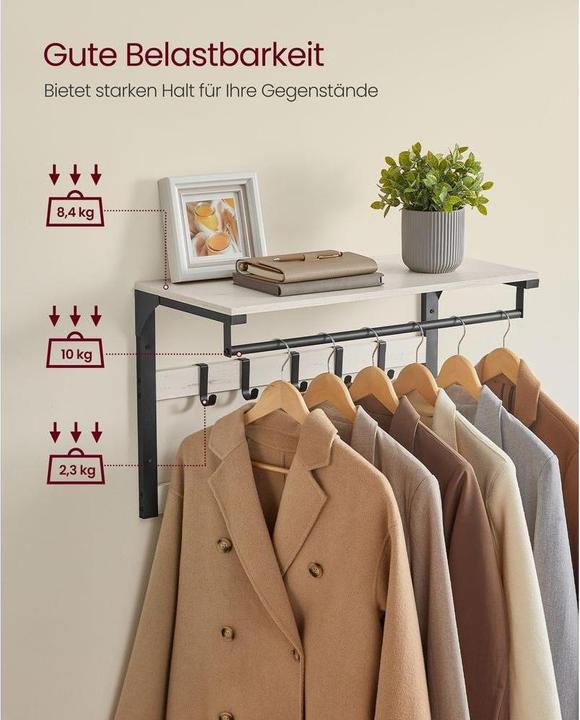 Actual product image Vasagle Wandgarderobe 10 Haken 65 cm x 42 cm
