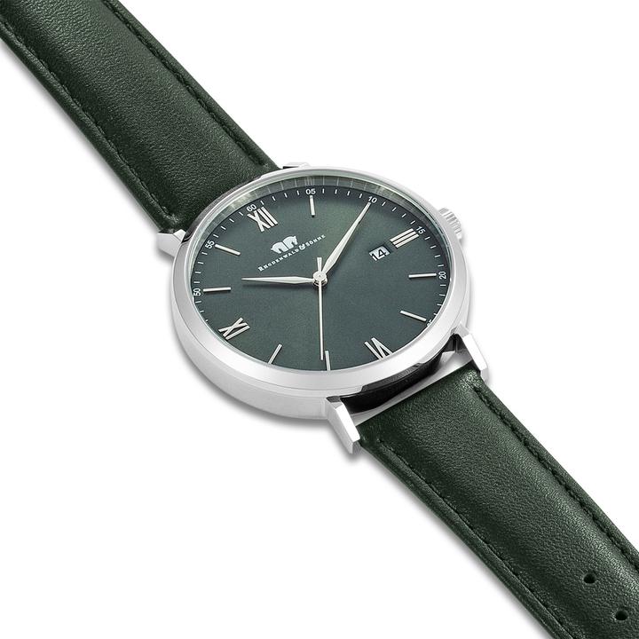 Produktbild Quarzuhr Adelsmann Echtleder Silber - 34102 (Analoguhr, 42 mm)