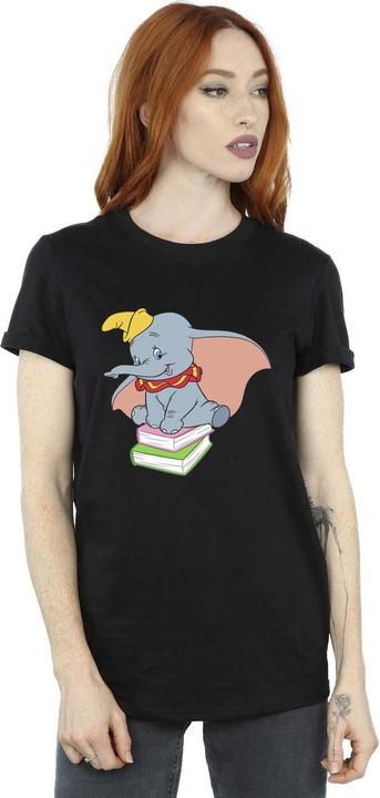 Actual product image Disney Womens/Ladies Dumbo Sitting On Books Cotton Boyfriend T-Shirt (S)