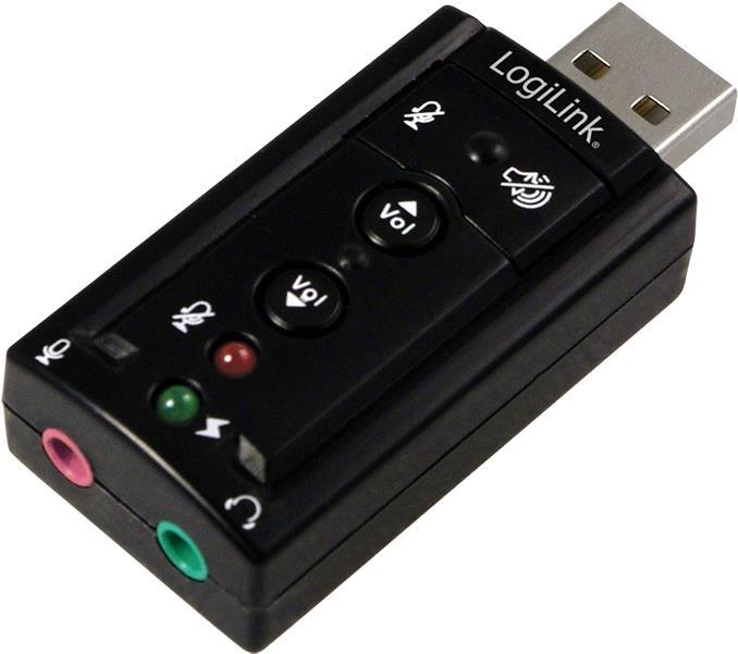 Actual product image LogiLink USB 2.0 sound card with Virtual 7.1 sound effect offers the possibility of loudspeakers (USB 2.0)