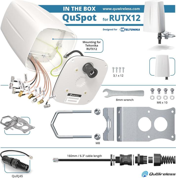 Image du produit Quwireless QuSpot pour RUTX12 2x antenne