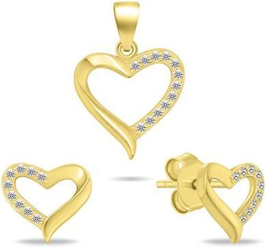 Brilio Silver - Gold-plated jewelry set Heart SET270Y (pendant. earrings)
