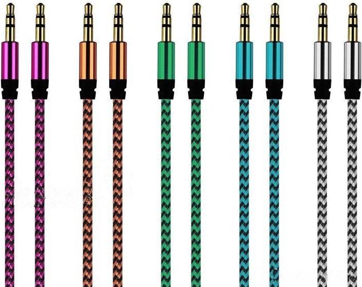 Actual product image JTI 1 m woven 3.5 mm aux cable - pink