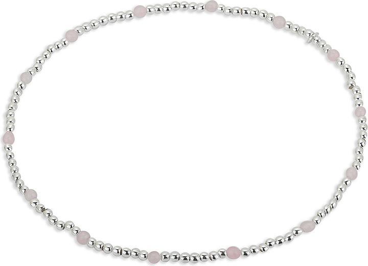 Immagine prodotto Leyda Catena di piedi in quarzo rosa (Pietra, Argento 925, 24 cm)